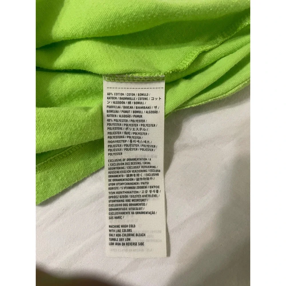 Hollister California Tee Women's XS Neon Green Pink Logo V Neck Short Sleeve - Picture 4 of 5